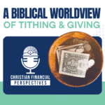 Image illustrating biblical tithing and giving with money and Christian financial themes.